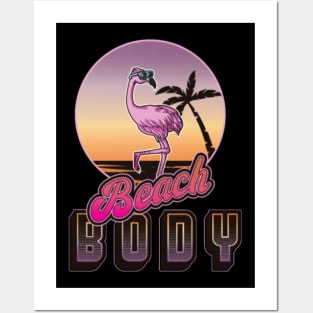 Beach Body _ Funny Retro Flamingo Posters and Art